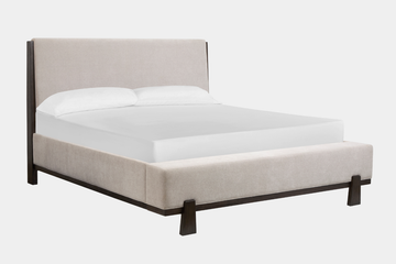SHELBB003:Shelby Upholstered Bed & Dresser & Mirror & Nightstand, Angled
