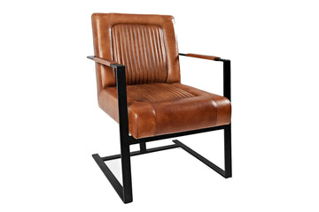 293403429:Maguire Accent Saddle Chair in Brown Leather, Image 1