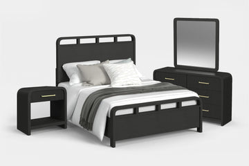 EMBER0003:Emberly Panel Bed & Dresser & Mirror & Nightstand, Angled