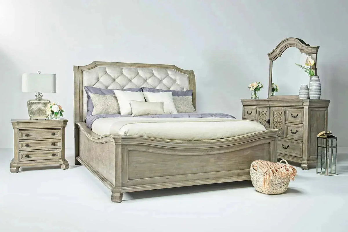 694446655:Bellamy Sleigh Bed in Gray, Eastern King, Image 3