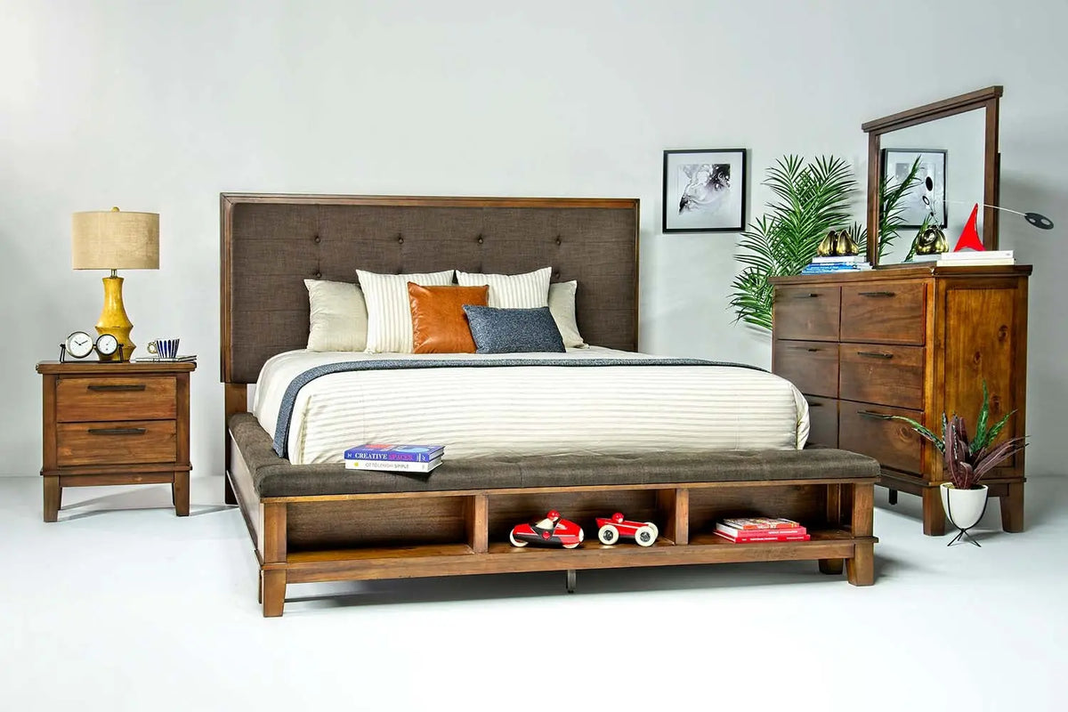 753742538:Cagney Upholstered Panel Bed w/ Storage in Brown, Eastern King, Image 6