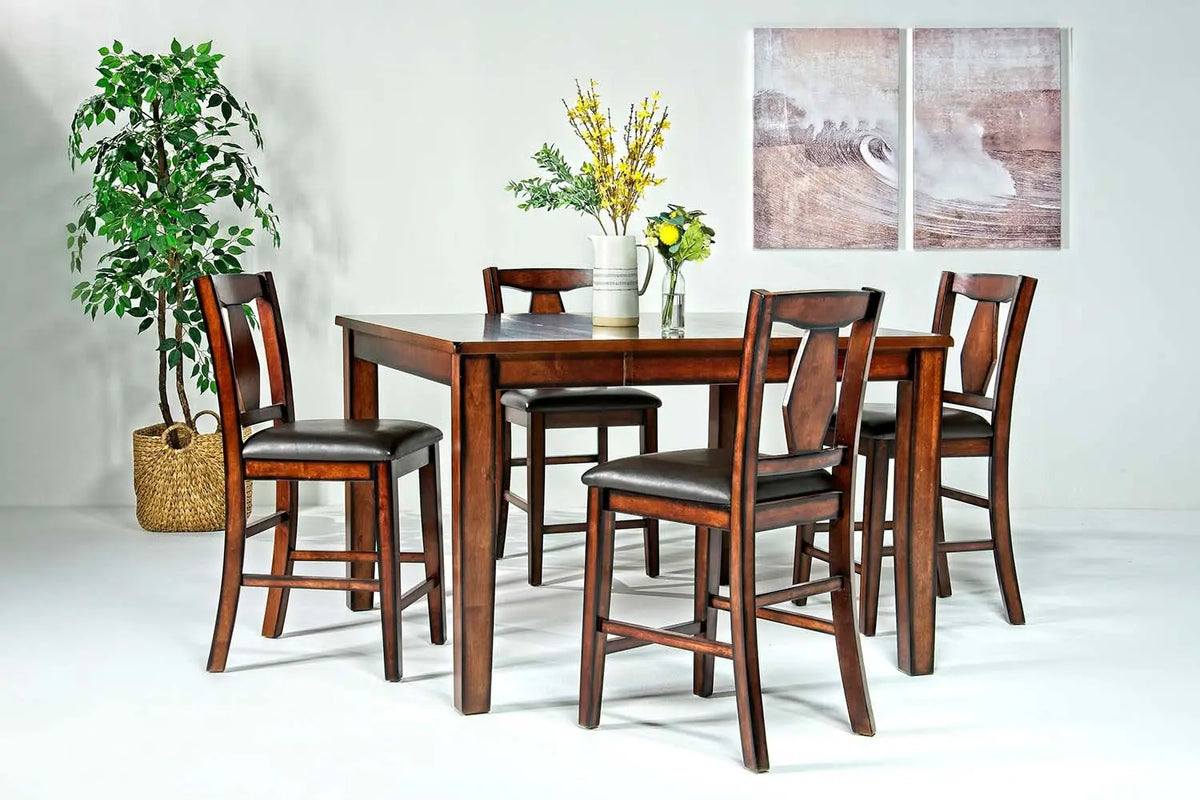 812701432:Napa Counter Height Dining Table & 4 Stools in Brown, Image 1