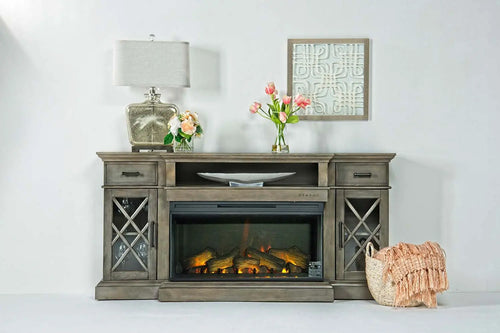 459017123:Harbor Console w/ Fireplace Insert in Gray, 70 Inch, Image 1