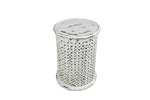 513642624:Carved Drum Accent Table in White, Image 2