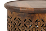 555353592:Carved Drum Accent Table in Mango, Image 3