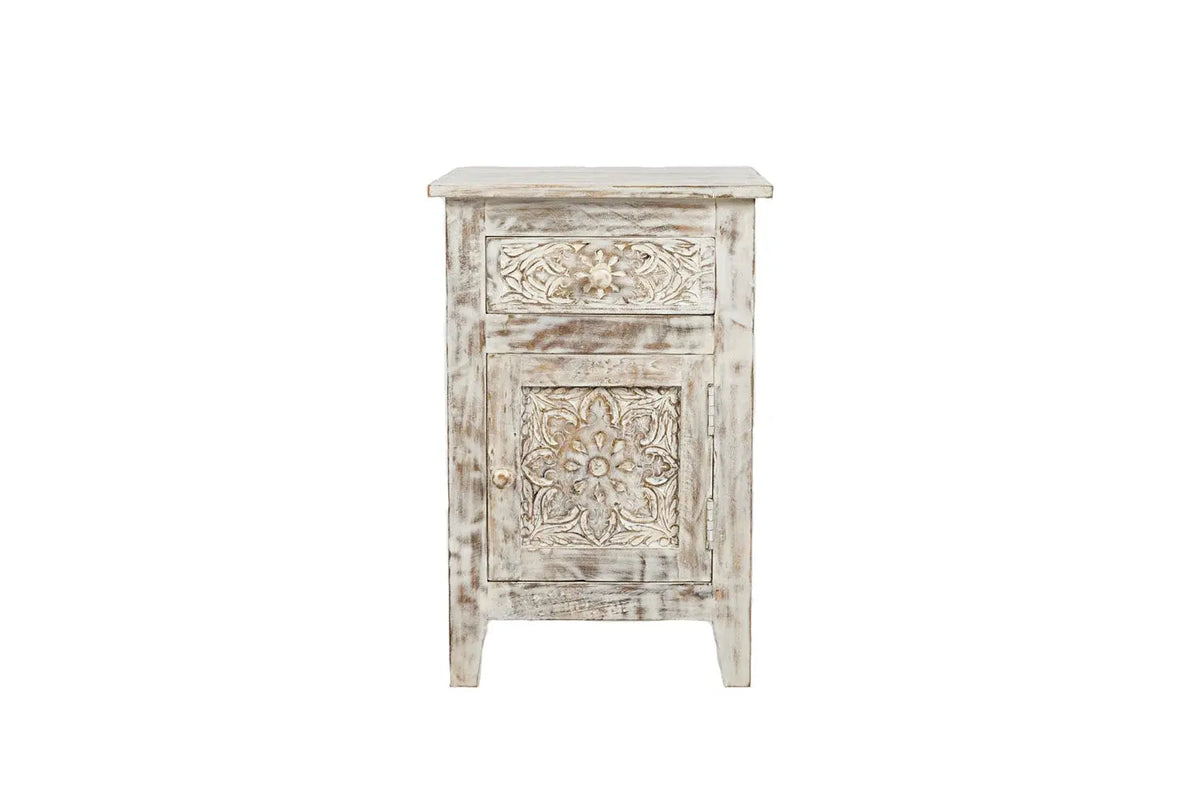 425706632:Hand Carved End Table in White, Image 2