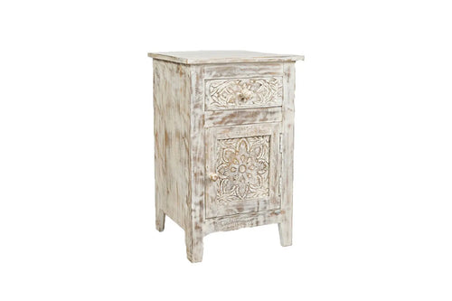 425706632:Hand Carved End Table in White, Image 1