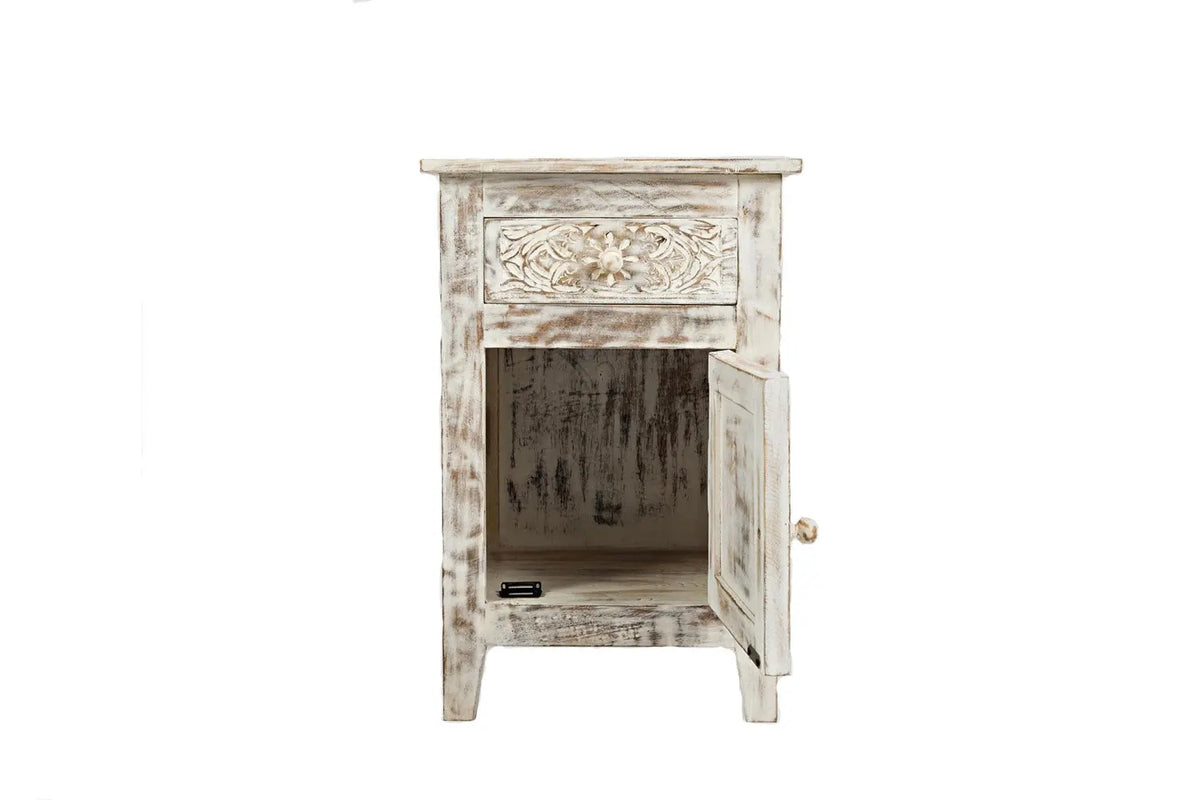 425706632:Hand Carved End Table in White, Image 3