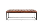 441450636:Leather Tuft Bench in Brown, Image 2