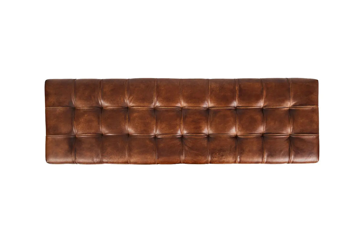 441450636:Leather Tuft Bench in Brown, Image 3