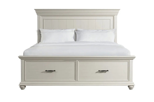 402901962:Slater Panel Bed w/ Storage in White, Queen, Image 1