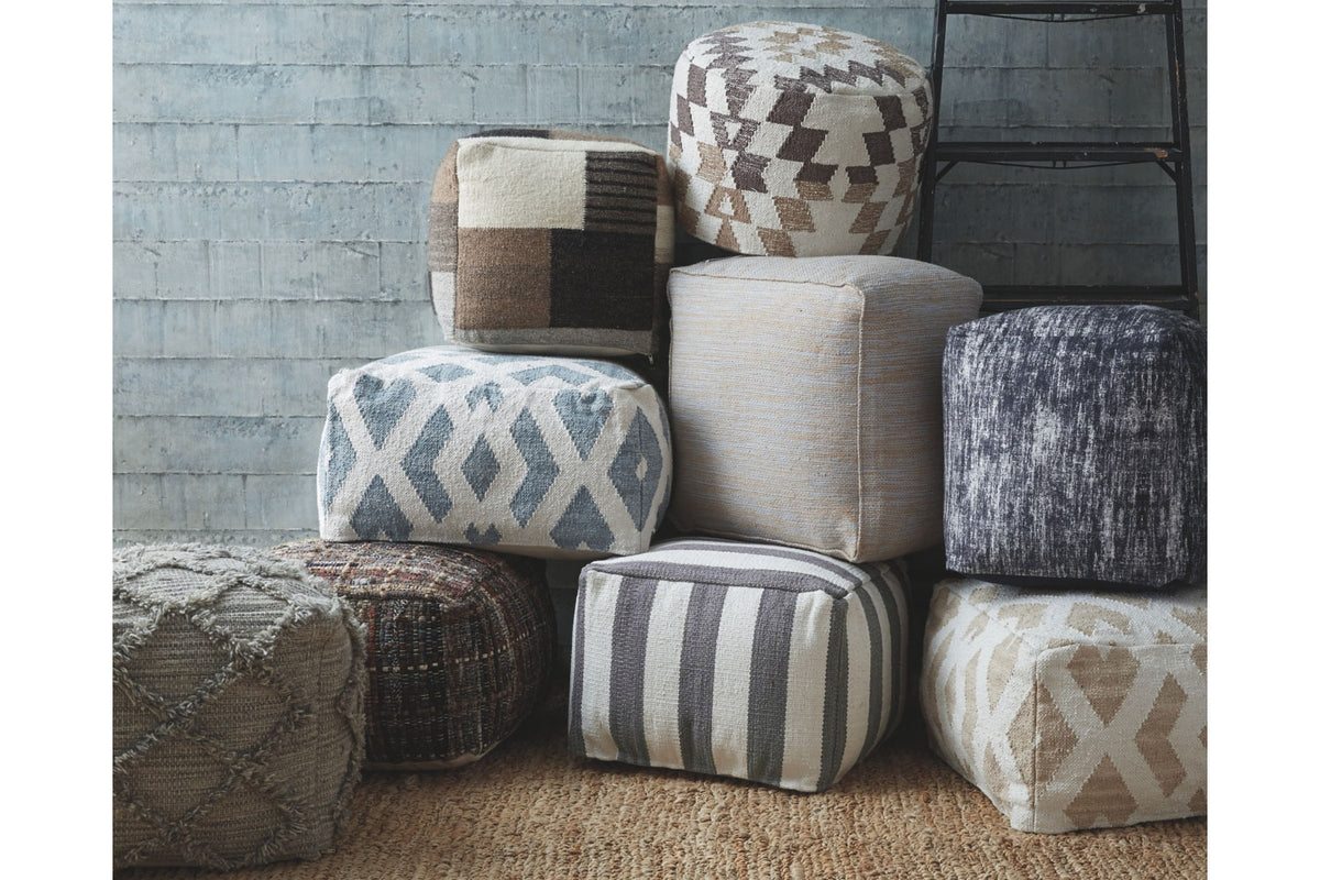 541215993:Abraham Pouf in White/Brown, Image 6