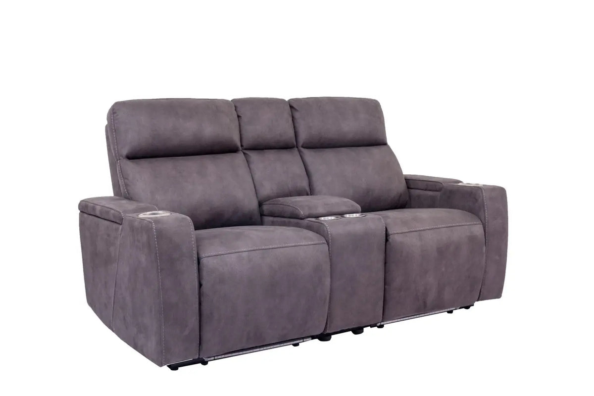 213839954:Rhys 2 Power Console Loveseat in Gray, Image 1