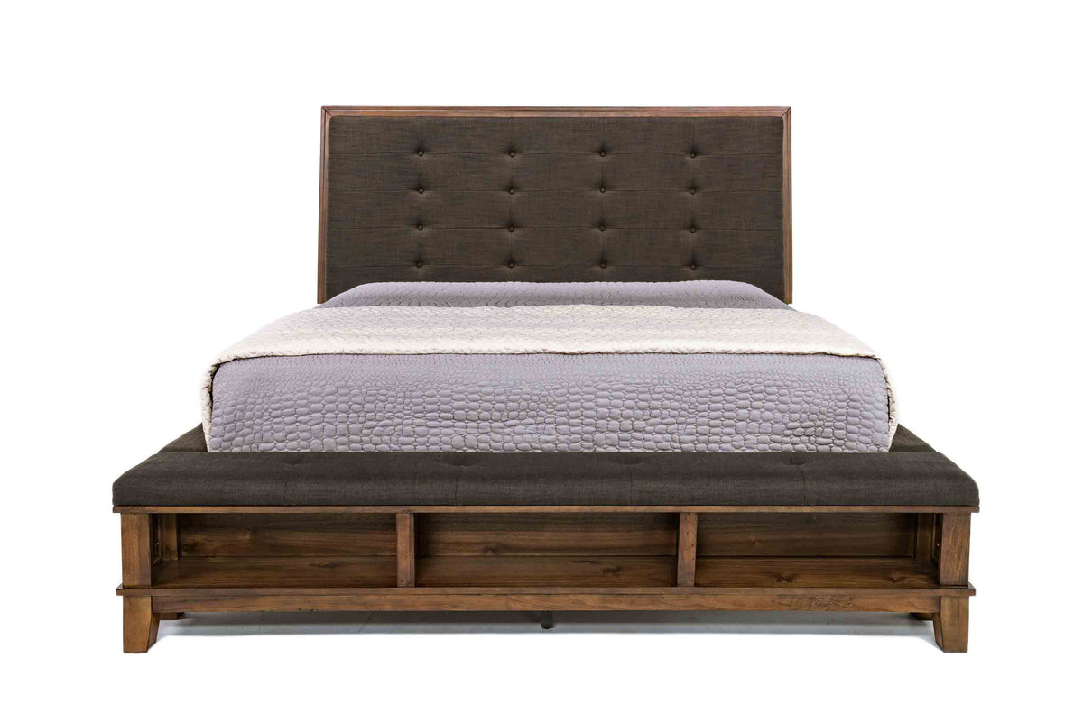 890822231:Cagney Upholstered Panel Bed w/ Storage in Brown, California King, Image 2