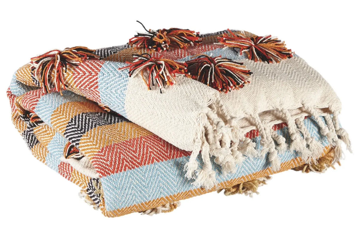 893575528:Jacinta Throw Blanket in Creme/Blue/Orange, Image 1