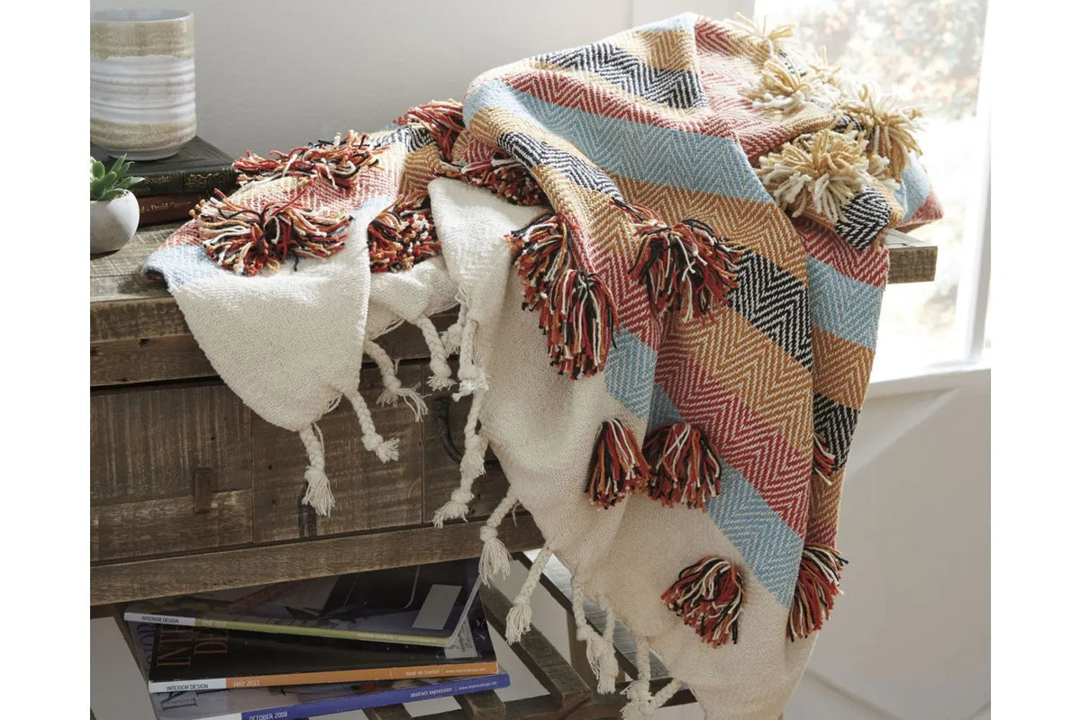 893575528:Jacinta Throw Blanket in Creme/Blue/Orange, Image 2