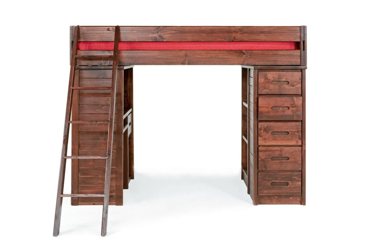 987154063:Young Pioneer Student Loft Bed w/ Storage in Cinnamon, Twin, Image 2