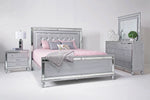 465352656:Valentino Panel Bed, Dresser, Mirror & Nightstand in Silver, Queen, Image 1