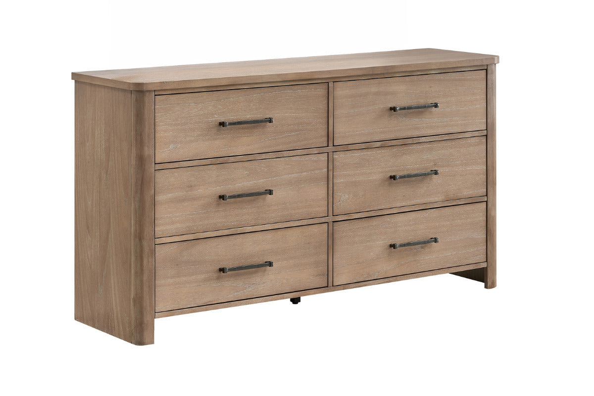 ANIKA0009:Anika Upholstered Bed & Dresser & Mirror & Nightstand, Angled