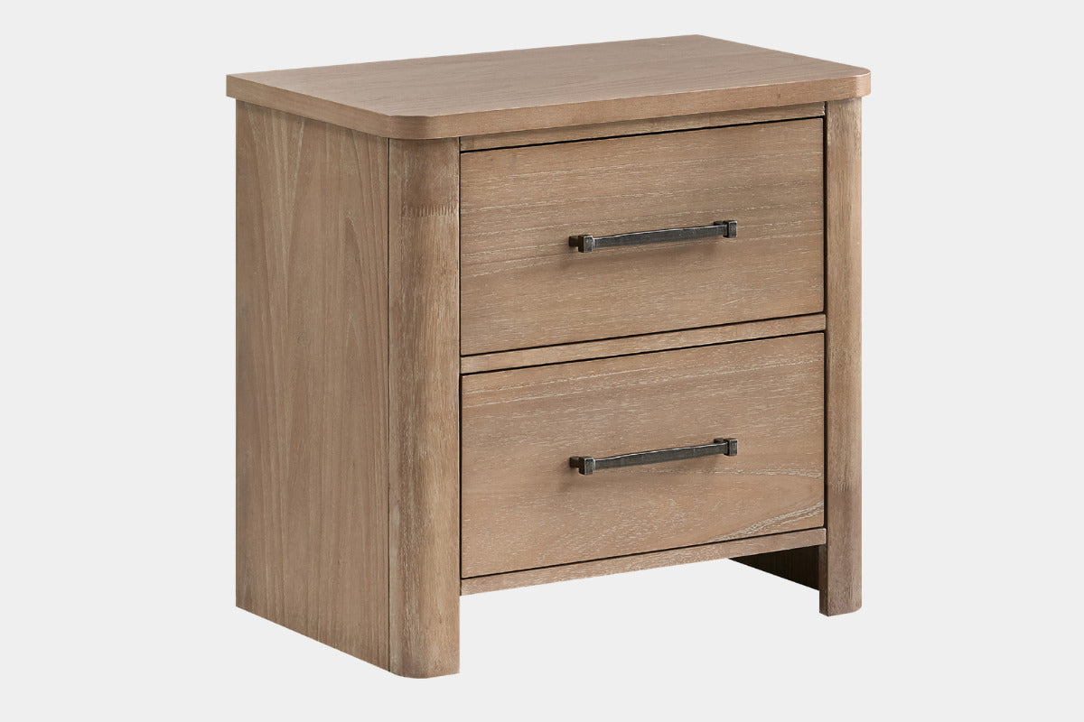ANIKA0006:Anika Upholstered Bed & Dresser & Mirror & Nightstand, Angled