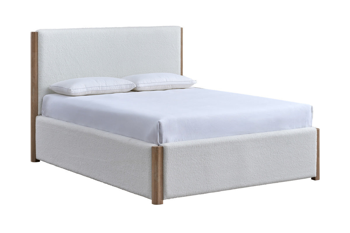 ANIKA0009:Anika Upholstered Bed & Dresser & Mirror & Nightstand, Angled