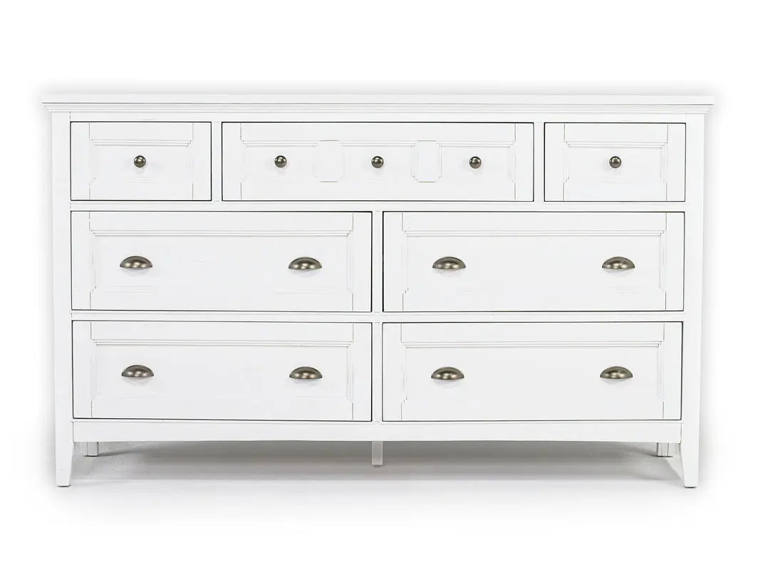 660636295:Bay Creek Arch Panel Bed, Dresser, Mirror & Nightstand in White, Eastern King, Image 6