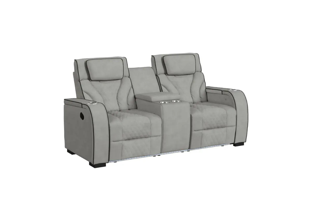 BLITZ0000:Blitz Reclining Sofa & Console, AngledAngle