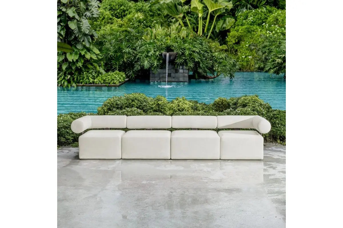 839469545:Bolster Outdoor Armless Sofa, Styled