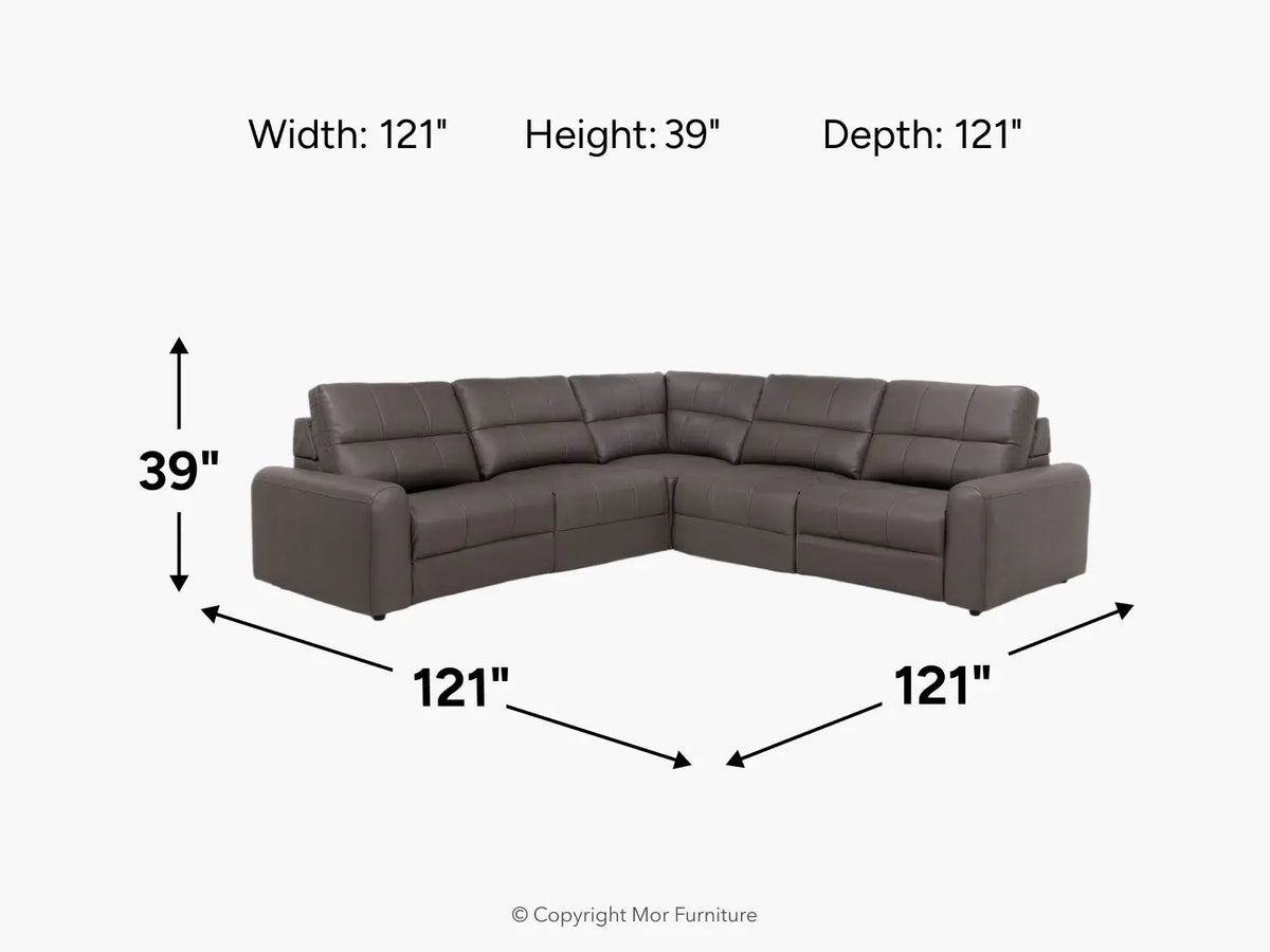 BRYCE0221:Bryce 5 Piece Power Sliding Sectional With Power Armless Slider,