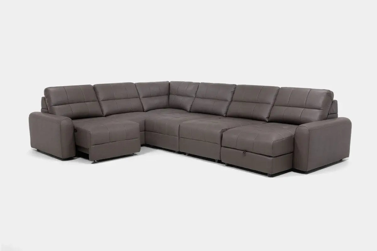 BRYCE0225:Bryce 6 Piece Power Sliding Sectional With Chaise & Armless Slider, Angled