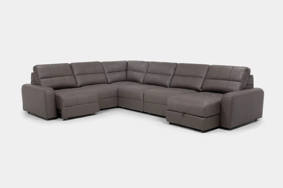BRYCE0225:Bryce 6 Piece Power Sliding Sectional With Chaise & Armless Slider, Angled