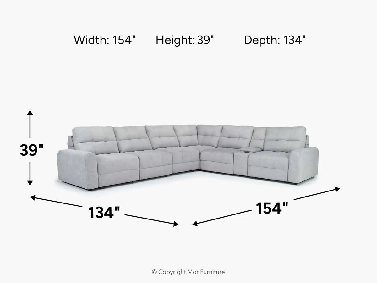 BRYCE0013:Bryce 7 Piece Power Sliding Sectional With Armless Slider,