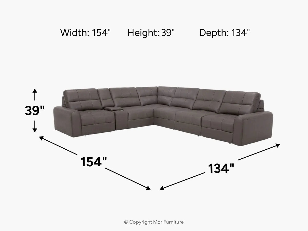 BRYCE0223:Bryce 7 Piece Power Sliding Sectional With Armless Slider,