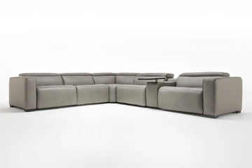 CAM000001:Cam 6 Piece 2 Power Theater Sectional 2 Power Armless Recliner in Ajax Smoke Leather