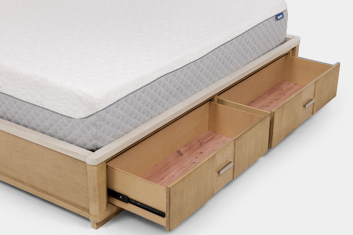 CAMBRIE24:Cambrie Upholstered Bed With Storage & Dresser & Mirror & Nightstand,