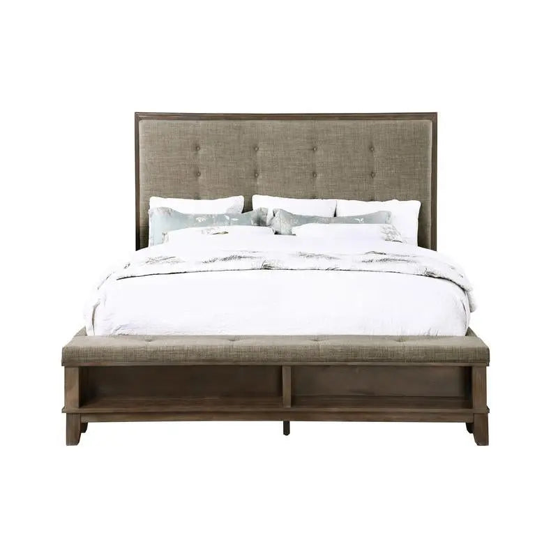 185830668:Cagney Upholstered Panel Bed w/ Storage in Gray, Queen, Image 4