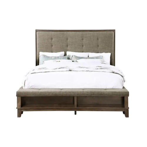 319307953:Cagney Upholstered Panel Bed w/ Storage, Dresser, Mirror & Nightstand in Gray, Queen, Image 3