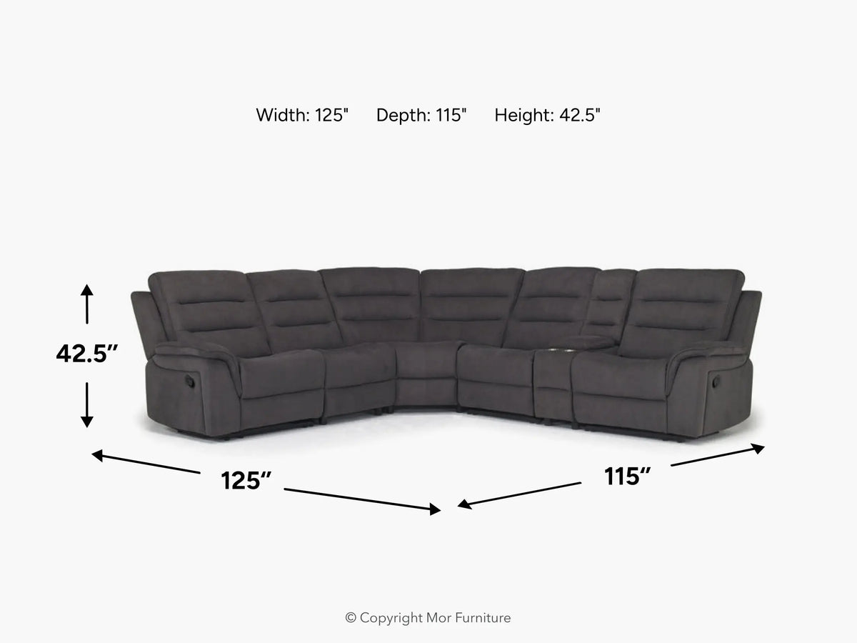 CHANELR02:Chanell 6 Piece Reclining Sect,