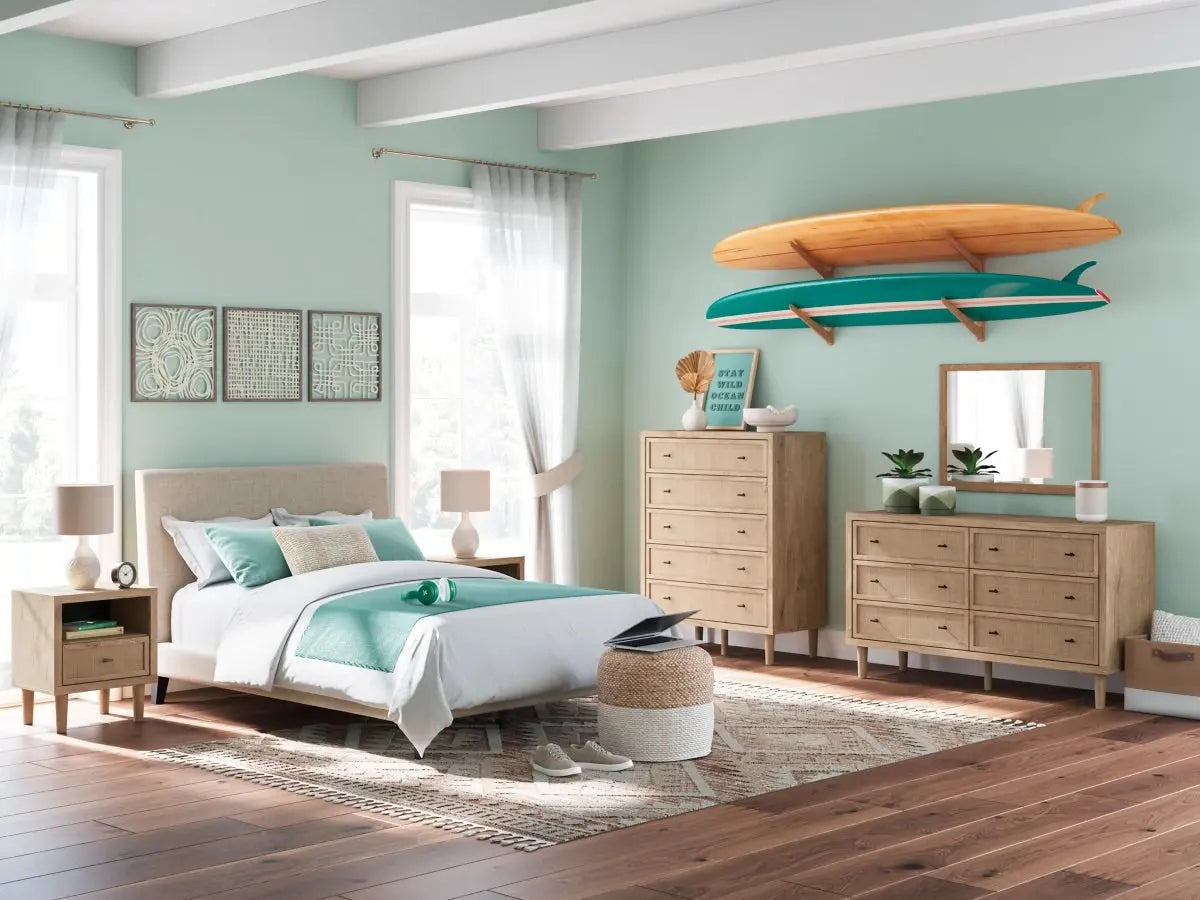 211480956:Cielden Upholstered Bed, Styled