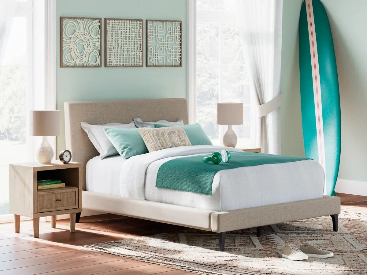 211480956:Cielden Upholstered Bed, Styled