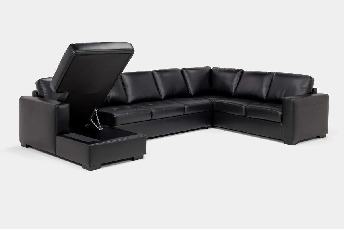 CLAIRE058:Claire Queen Pullout Tux Chaise Sectional, Open