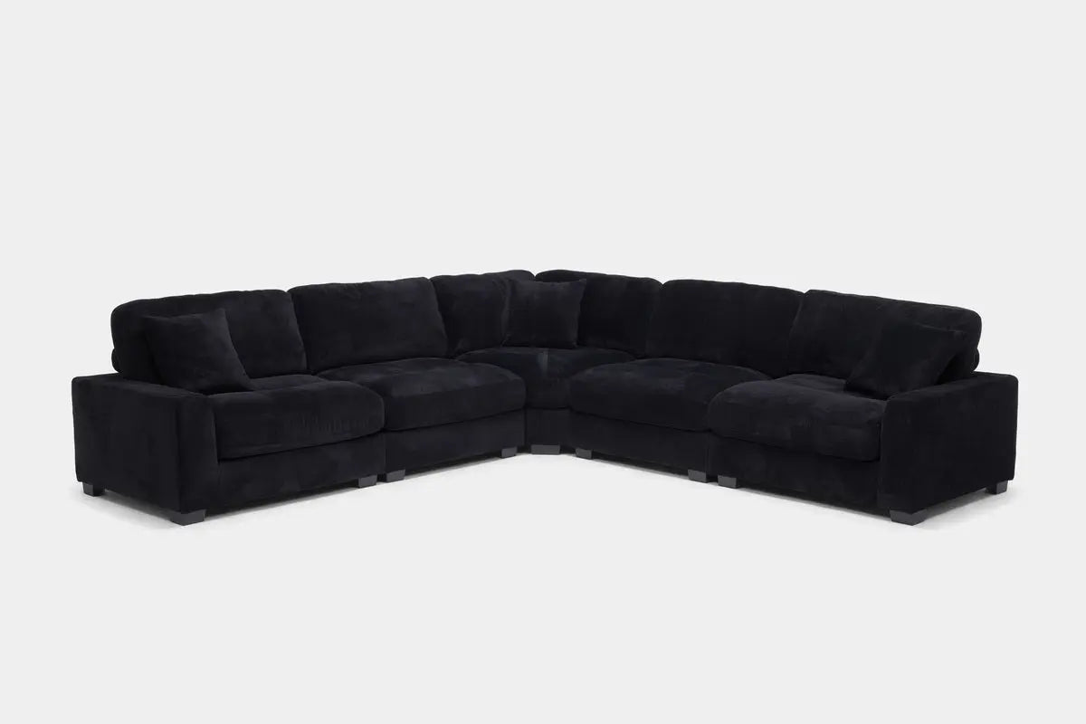 CUDDLE000:Cuddle Cloud 5 Piece Sectional in Black Angled