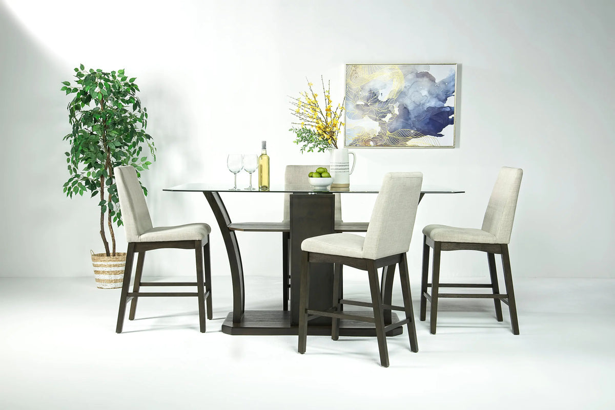 540433513:Dapper Counter Height Dining Table & 4 Stools in Brown, Image 1