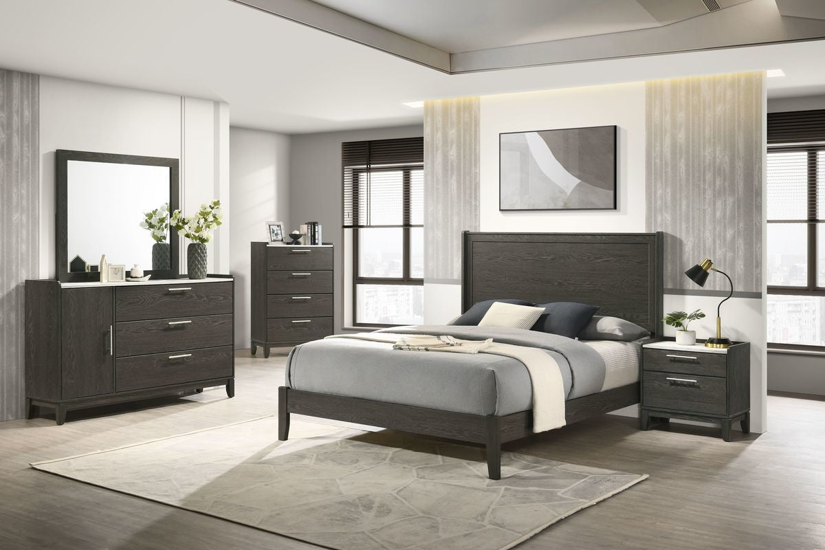 DEMPSEY15:Dempsey Panel Bed & Dresser & Mirror & Nightstand,