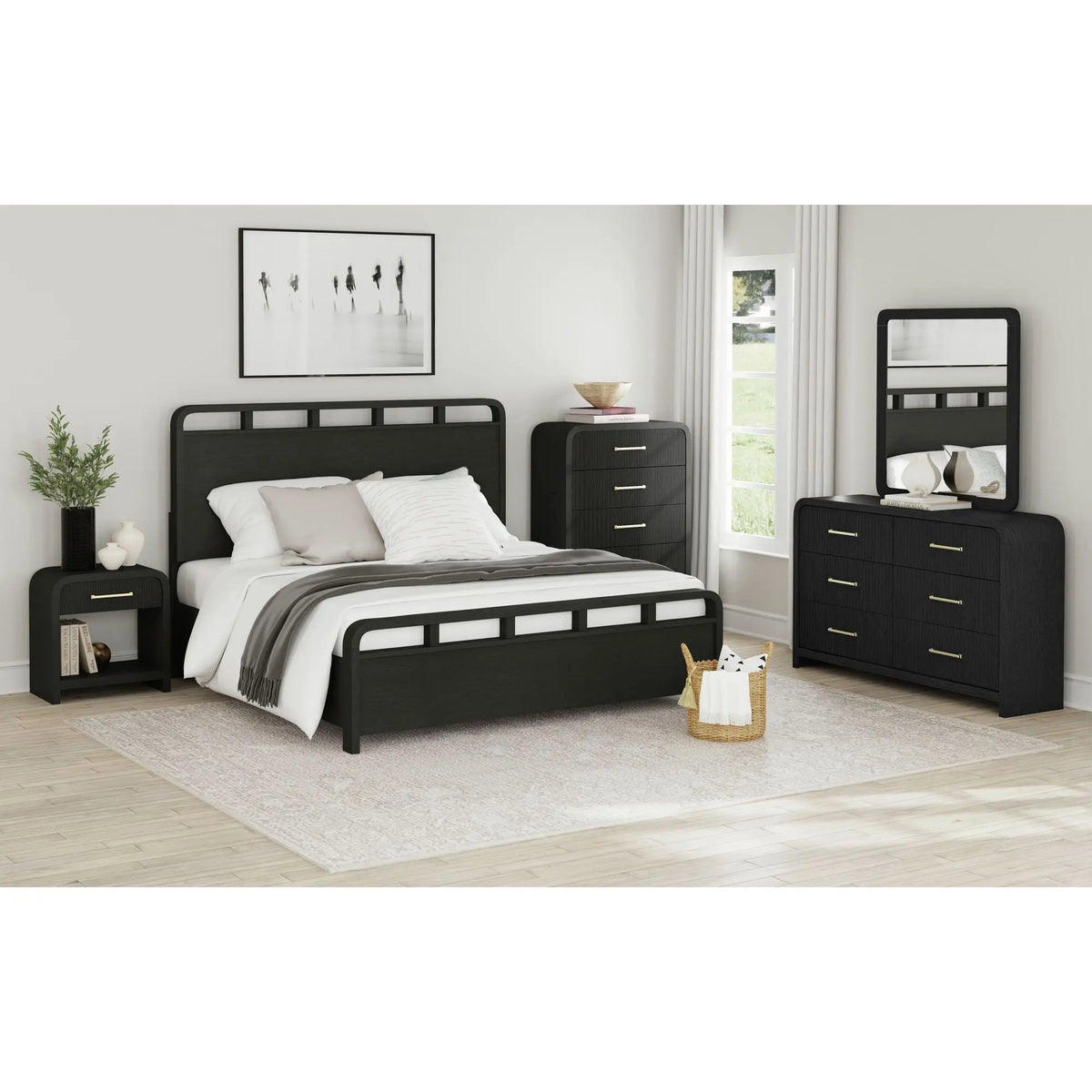 EMBER0010:Emberly Panel Bed, Styled