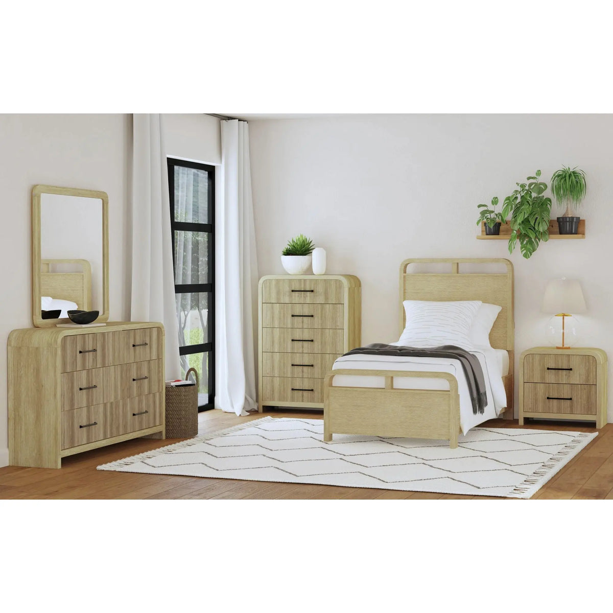 EMBER0114:Emberly Panel Bed, Styled