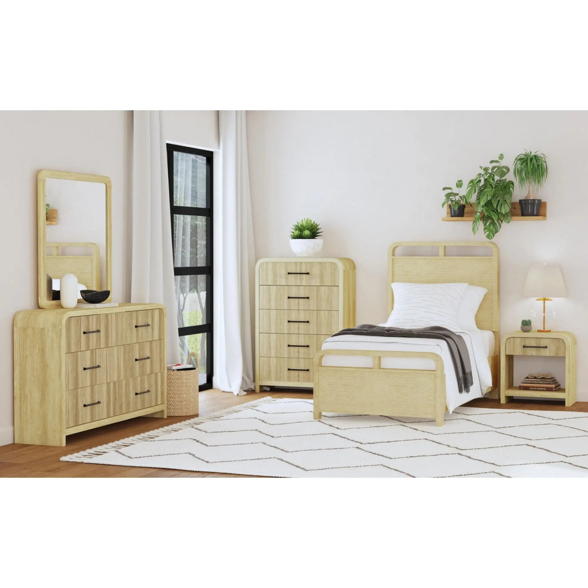 EMBER0115:Emberly Panel Bed & Dresser & , Styled