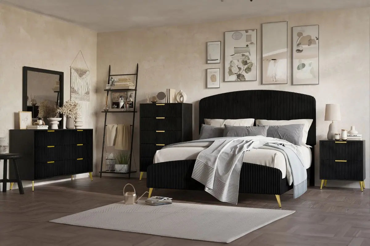 KAILANI04:Kailani Upholstered Panel Bed, Styled