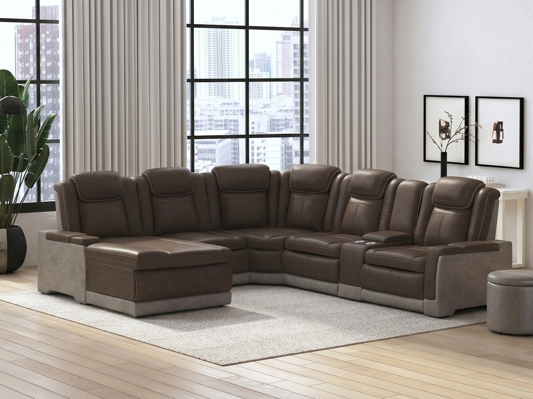 LANTAN006:Lantana 6 Piece 2 Power Chaise Sectional With 2 Power Armless Recliner,