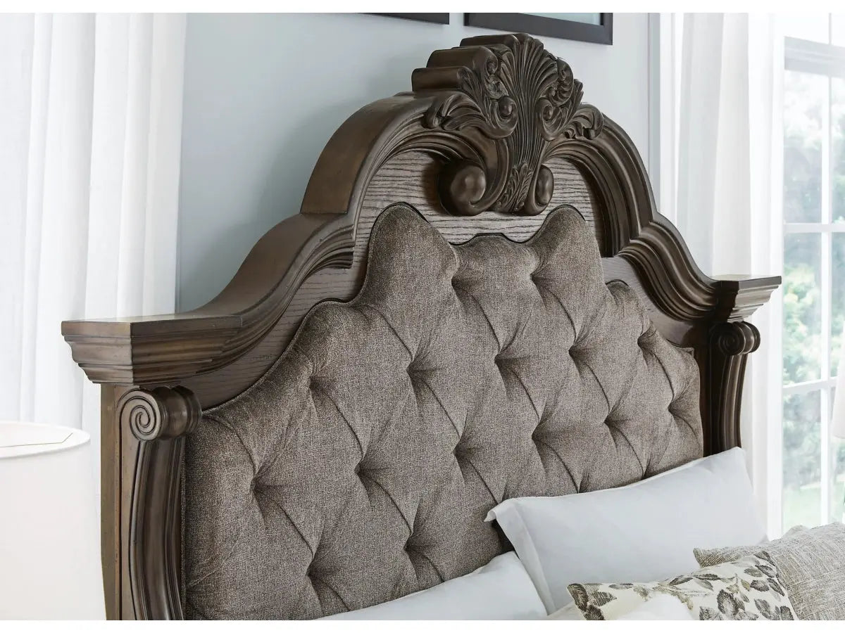 MAYLEE003:Maylee Upholstered Panel Bed &,